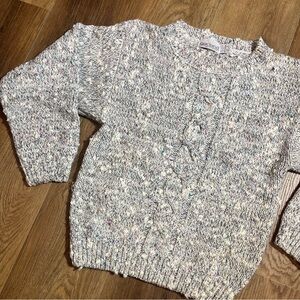 Vintage 90s Wool Cable Knit Sweater Vintage Gray Speckled Sweater 90s Sweater